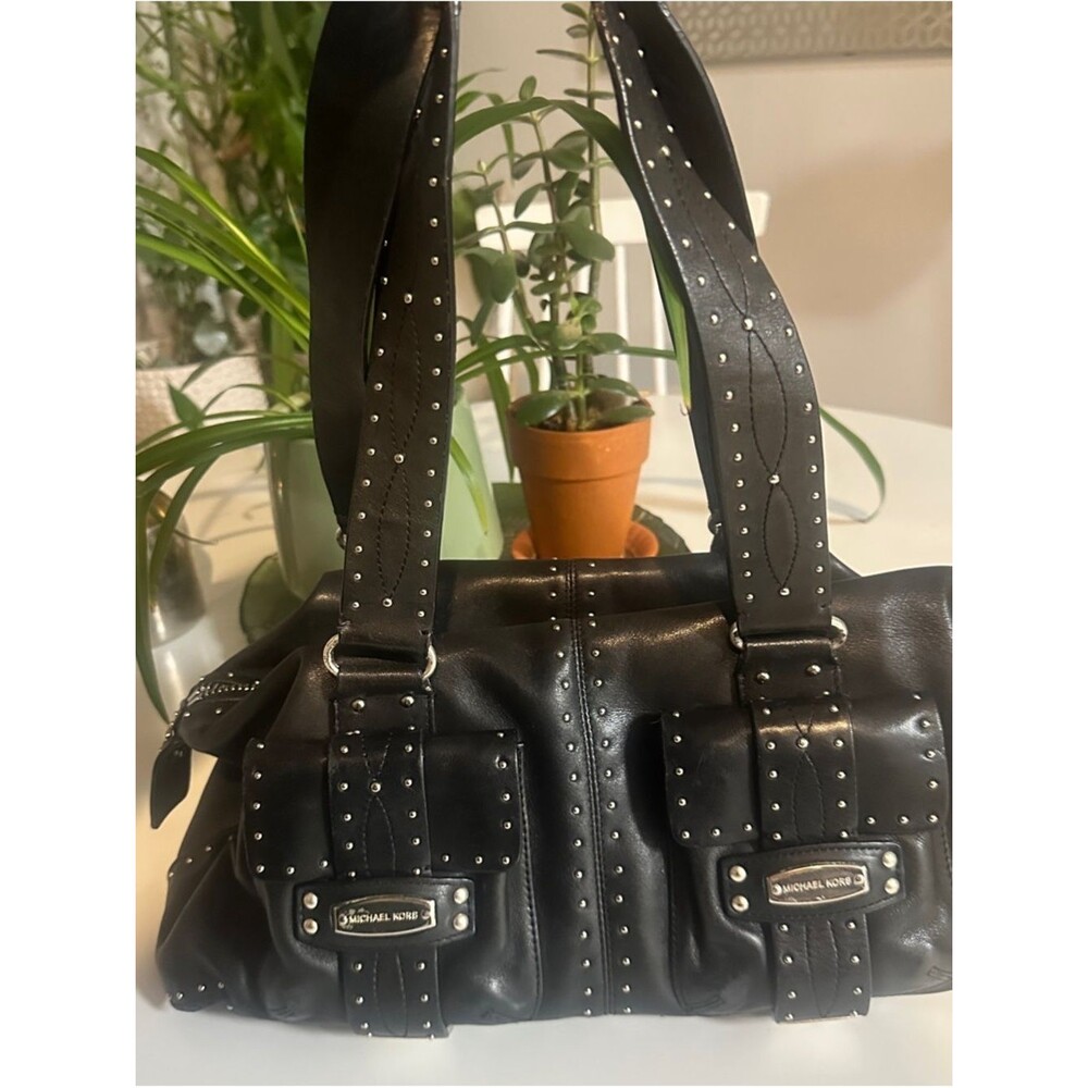 Michael Kors Black Studded Leather Satchel. Distressed / AS IS